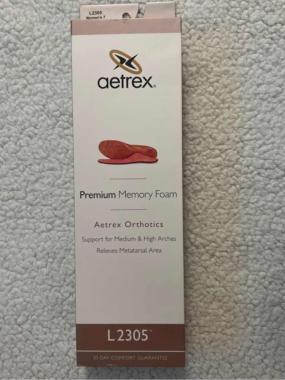 Aetrex Memory Foam Orthotic Insoles L2305 Women's Size 7 New Open Box